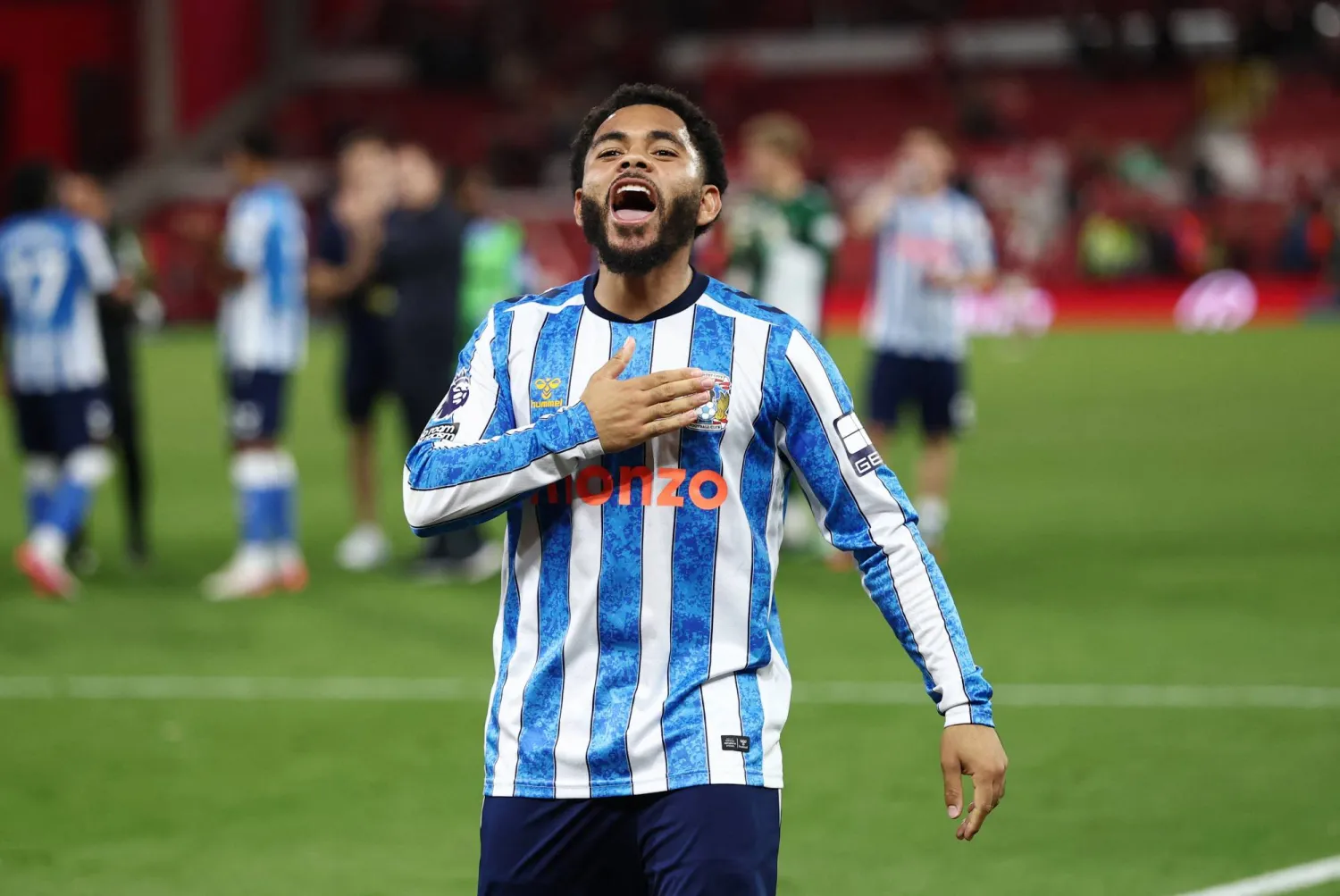 Football - Premier League - Nottingham Forest v Coventry City - The City Ground, Nottingham, Britain - September 19, 2026 Coventry City's Jay Dasilva celebrates after the match. (Reuters)