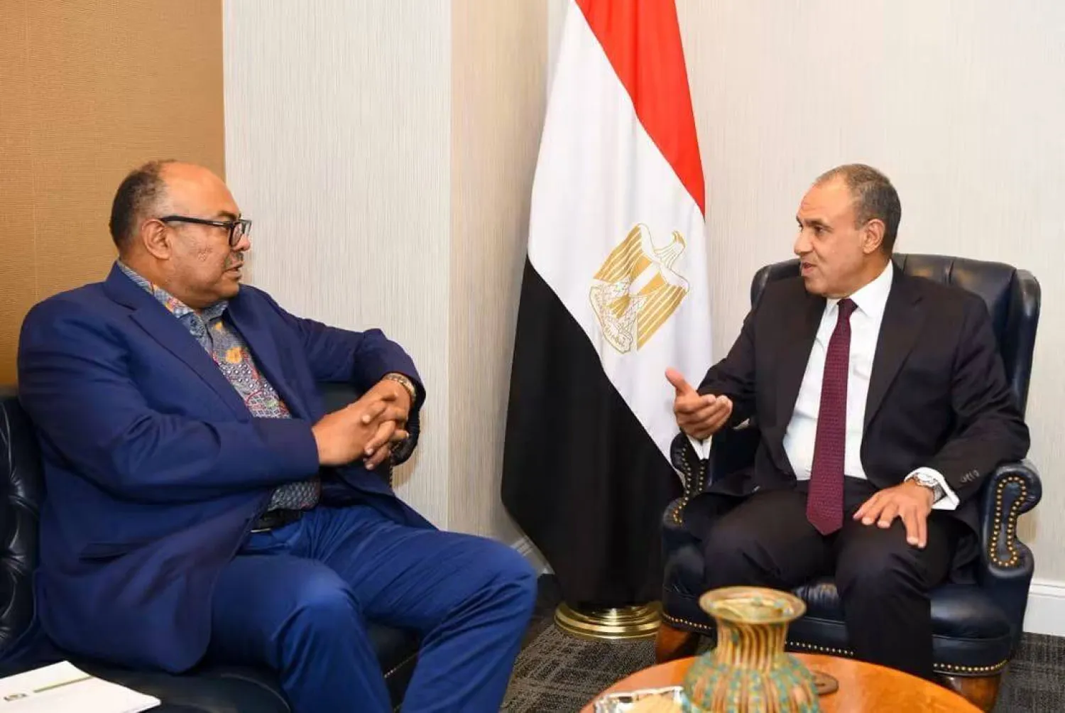 وزير الخارجية المصري خلال لقائه نظيره التنزاني (وزارة الخارجية المصرية)