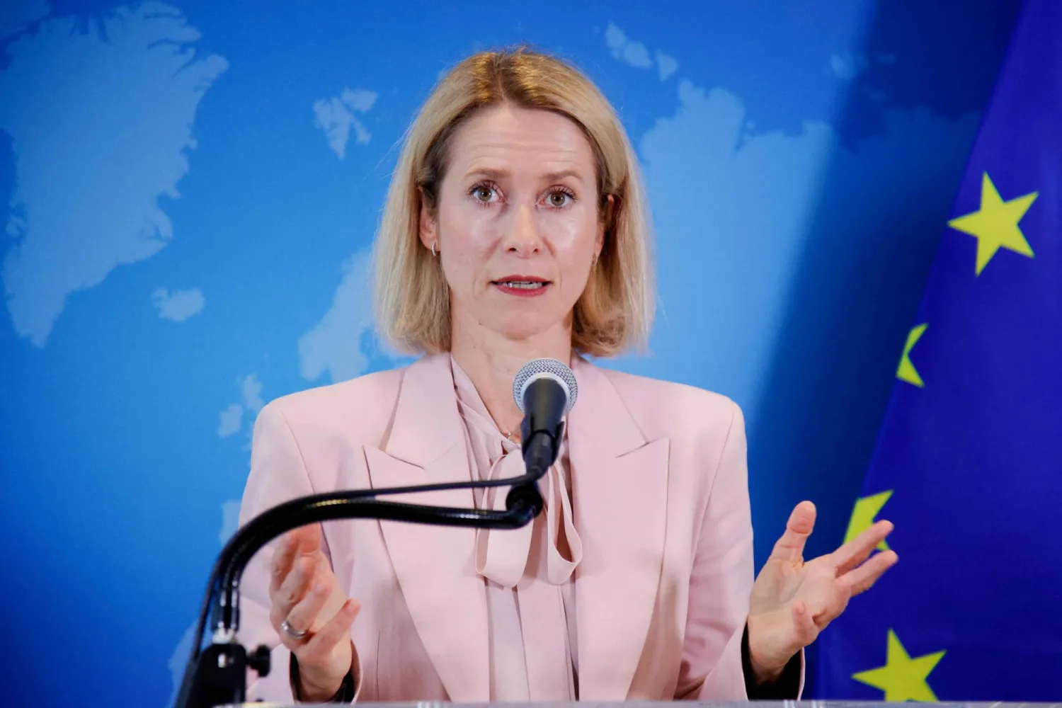  European Commission Vice President Kaja Kallas speaks during a news conference ahead of the United Nations General Assembly in New York, on September 21, 2026. (AFP) 