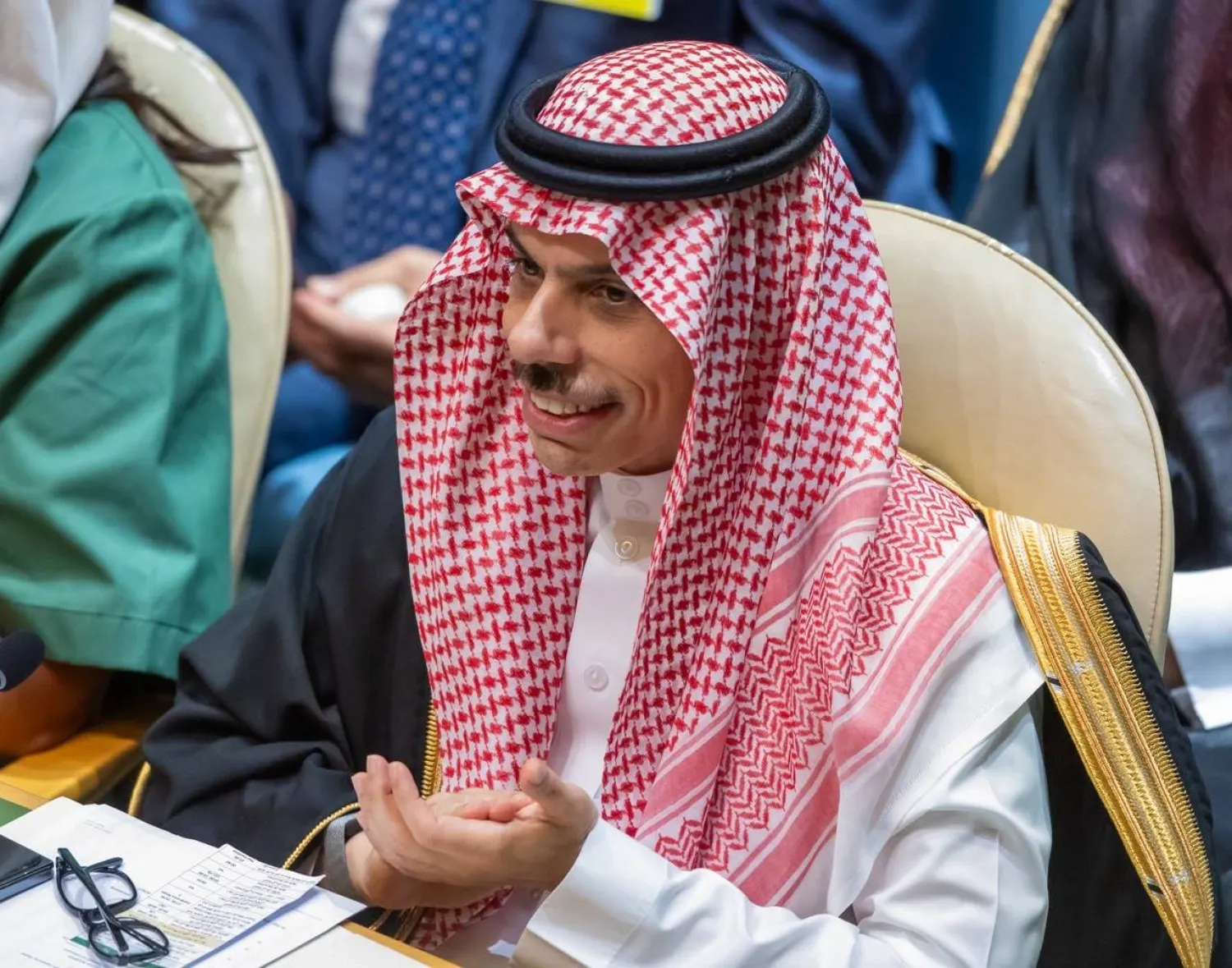 الأمير فيصل بن فرحان لدى ترؤسه وفد السعودية المشارك في افتتاح أعمال الأسبوع رفيع المستوى للجمعية العامة للأمم المتحدة (واس)