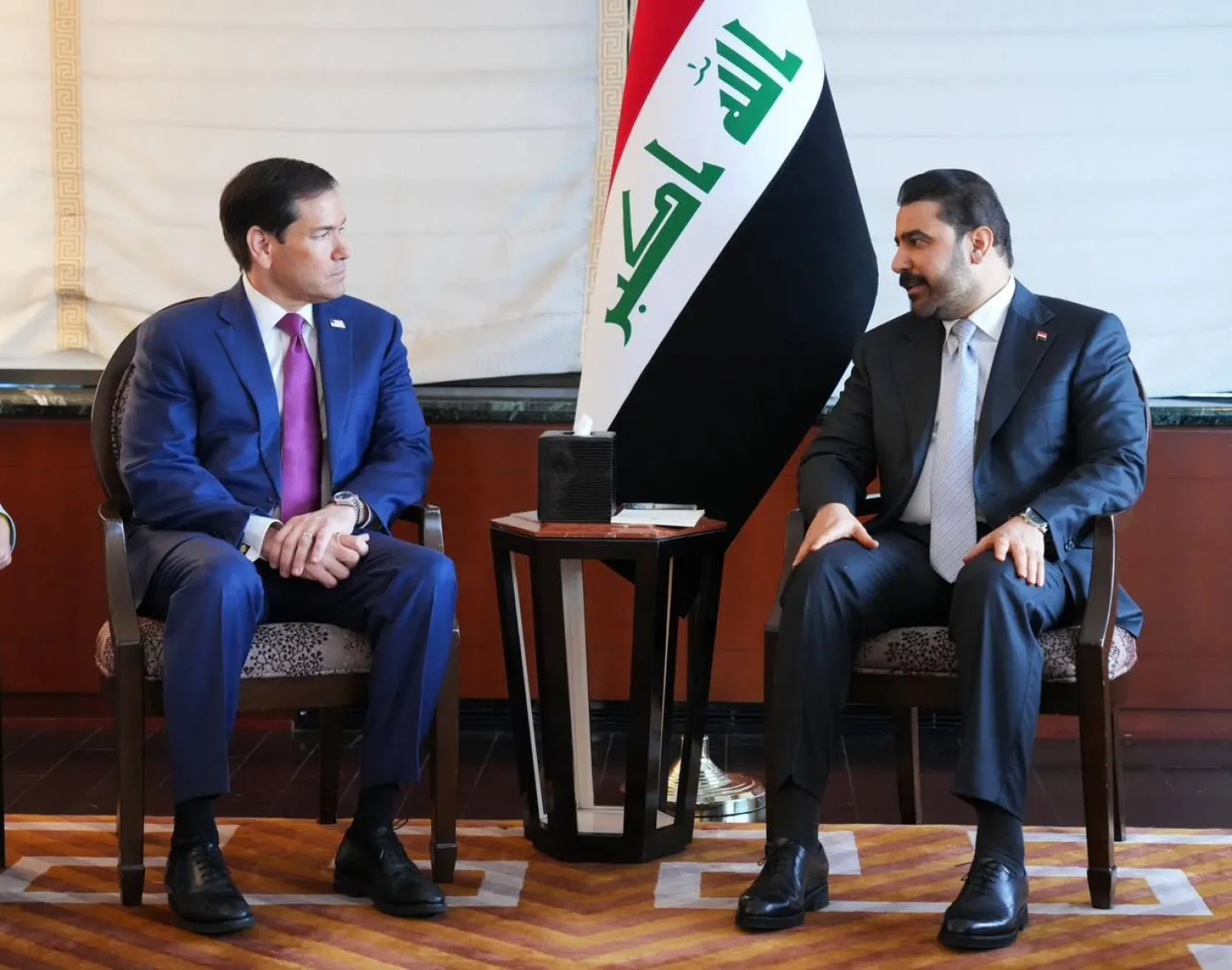 
رئيس الحكومة العراقية علي الزيدي خلال لقائه مساء الاثنين وزير الخارجية الأميركي ماركو روبيو في نيويورك (إعلام حكومي)