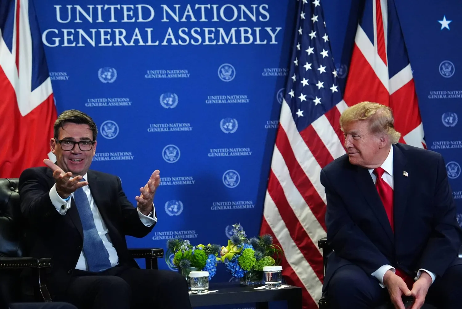  President Donald Trump meets with Britain's Prime Minister Andy Burnham during the United Nations General Assembly, Tuesday, Sept. 22, 2026, at the UN headquarters. (AP) 