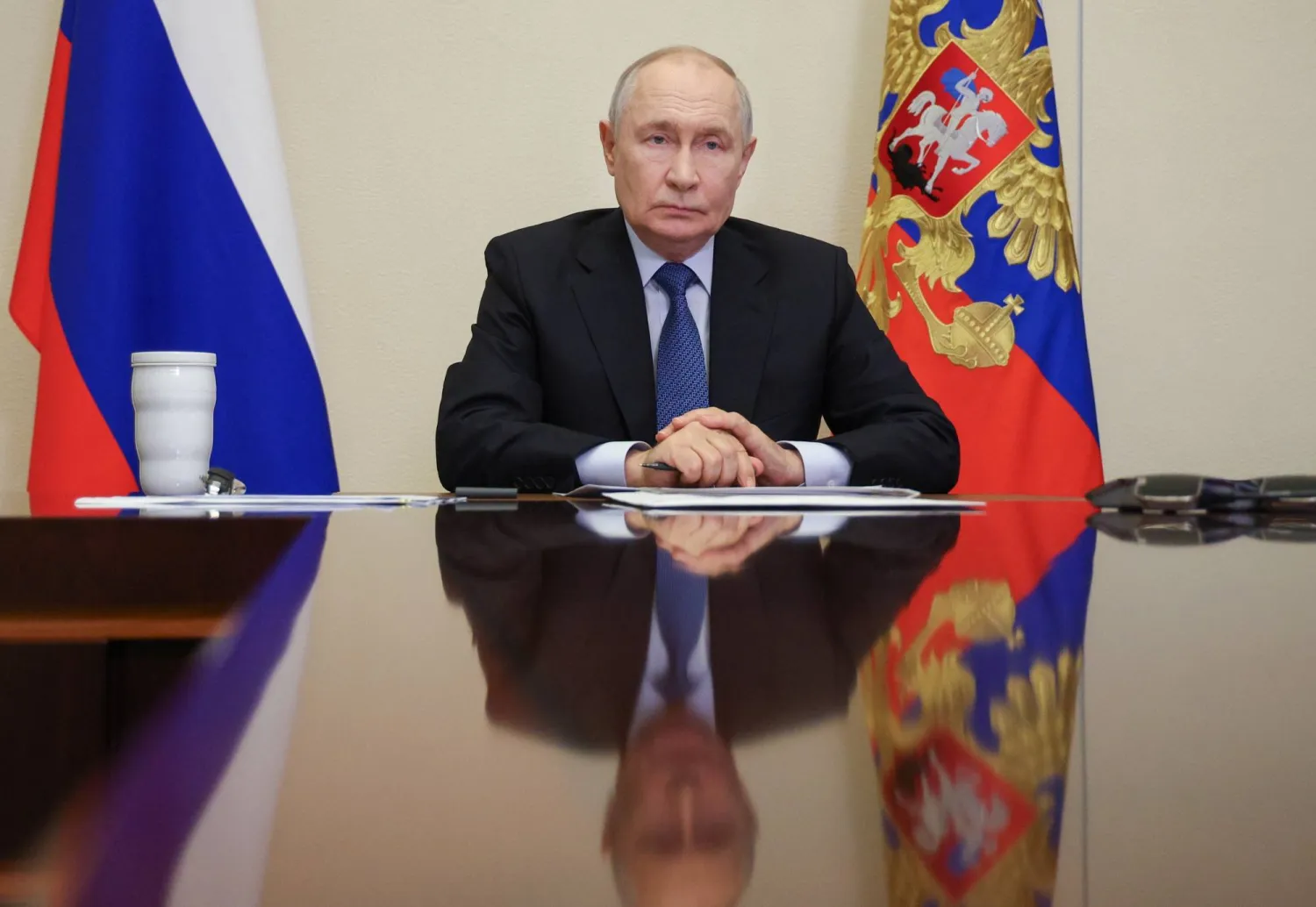 Russian President Vladimir Putin holds a meeting with members of the Russian government via videoconference at the Novo-Ogaryovo state residence, outside Moscow, Russia, 23 September 2026. (EPA/Vyacheslav Prokofyev / Sputnik / Kremlin Pool) 