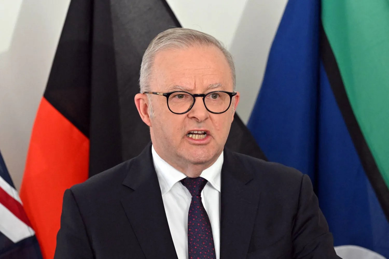 Australia's Prime Minister Anthony Albanese speaks at a press conference during the United Nations General Assembly, revealing an AI agent developed by OpenAI infiltrated an Australian government website in June, in New York, US, September 23, 2026. (AAP/Mick Tsika via Reuters) 
