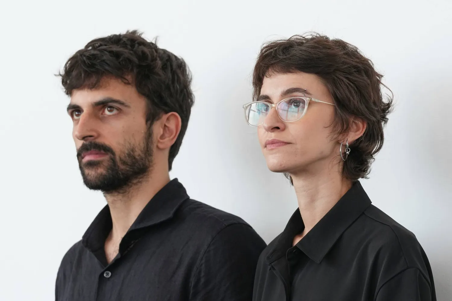  Directors Yuval Abraham, left, and Rachel Szor pose for photographers at the photo call for the film "NAZA" during the 83rd edition of the Venice Film Festival in Venice, Italy, on Thursday, Sept. 10, 2026. (AP)