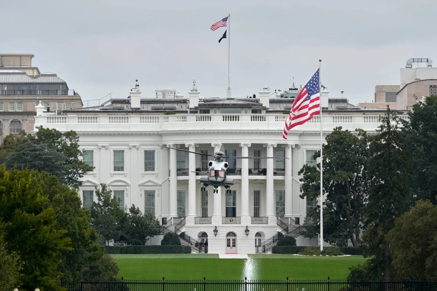 Marine One lifts off from the South Lawn of the White House after President Donald Trump and China's President Xi Jinping toured the helicopter, Thursday, Sept. 24, 2026, in Washington, during a state visit. (AP)