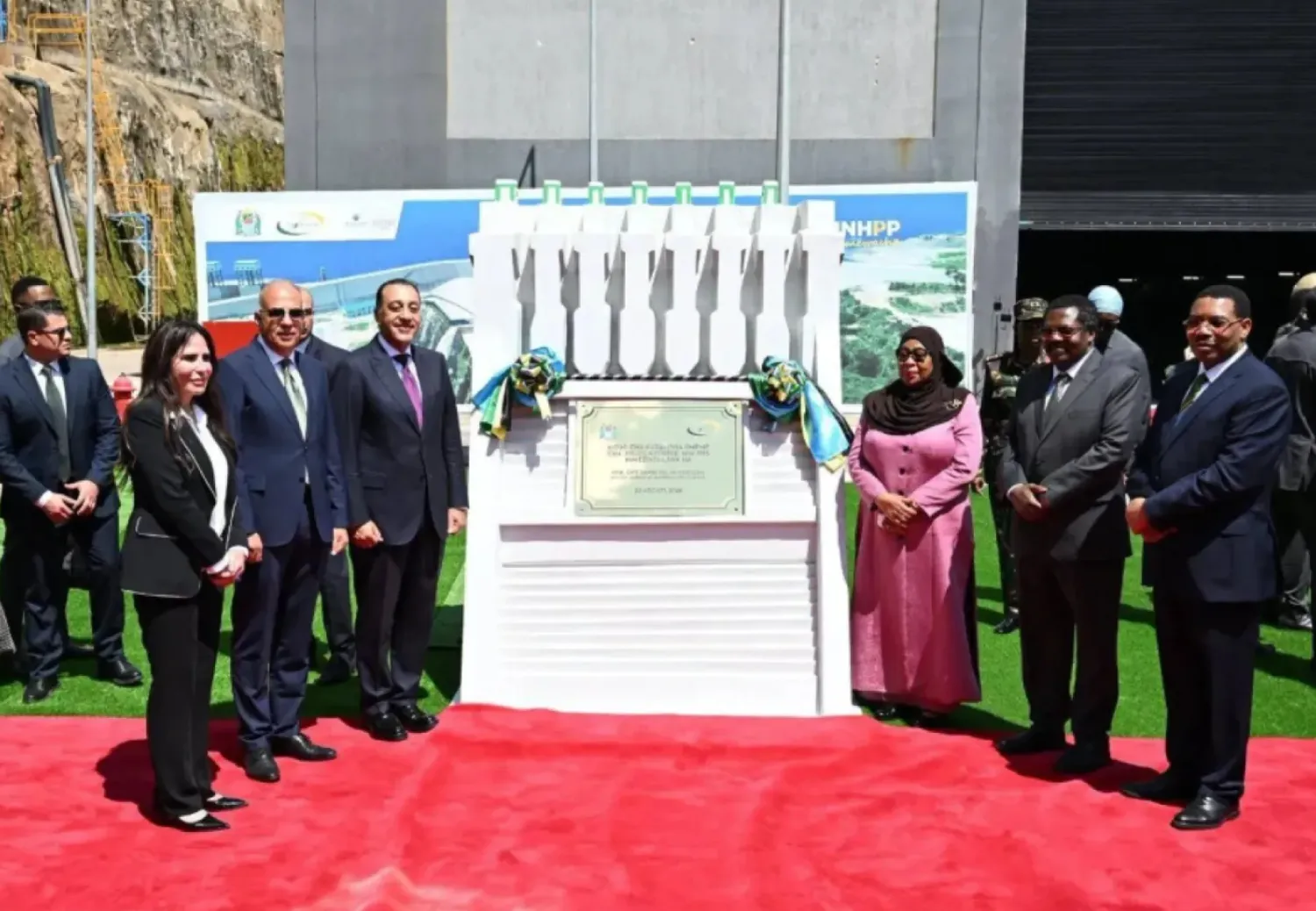 Tanzania’s president and Egypt’s prime minister attend the inauguration of the Julius Nyerere Dam in Tanzania last month. (Egyptian Cabinet/Facebook)