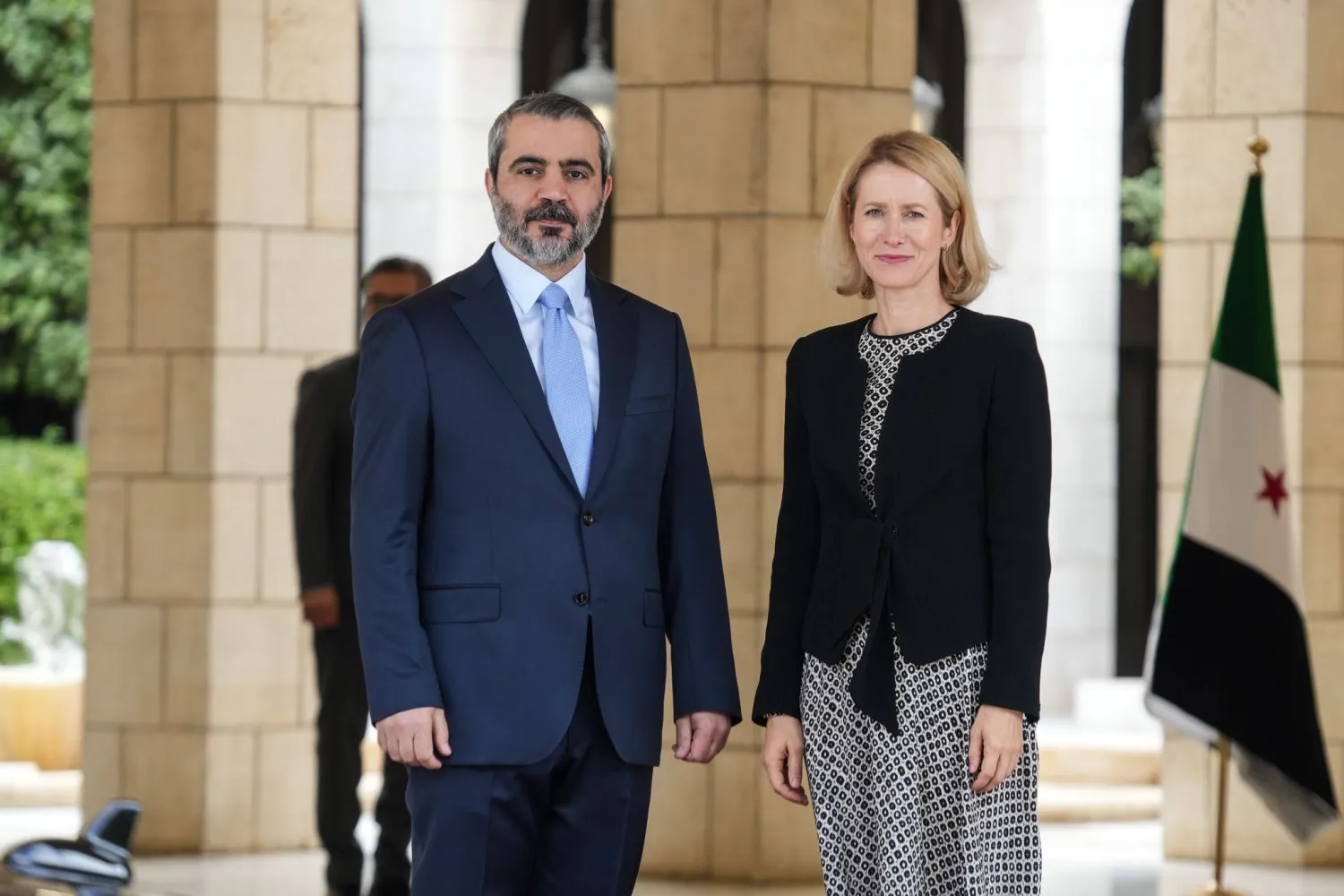 وزير الخارجية السوري أسعد الشيباني يستقبل الممثلة العليا للاتحاد الأوروبي للشؤون الخارجية كايا كالاس في دمشق (د.ب.أ)