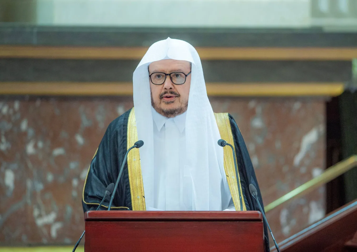 الدكتور عبد الله آل الشيخ يلقي كلمته في افتتاح أعمال السنة الثالثة من الدورة التاسعة لمجلس الشورى (واس)