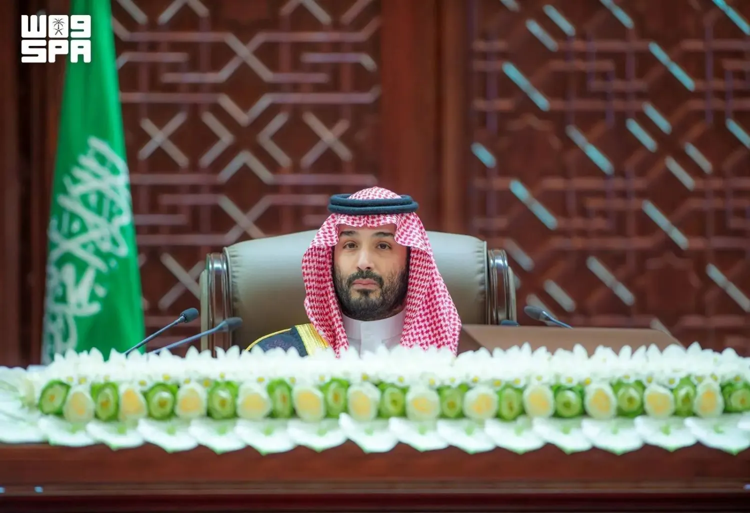 Prince Mohammed bin Salman bin Abdulaziz Al Saud, Crown Prince and Prime Minister, delivers the annual Royal Address as he inaugurates the third year of the Shura Council's ninth session on Wednesday. (SPA)