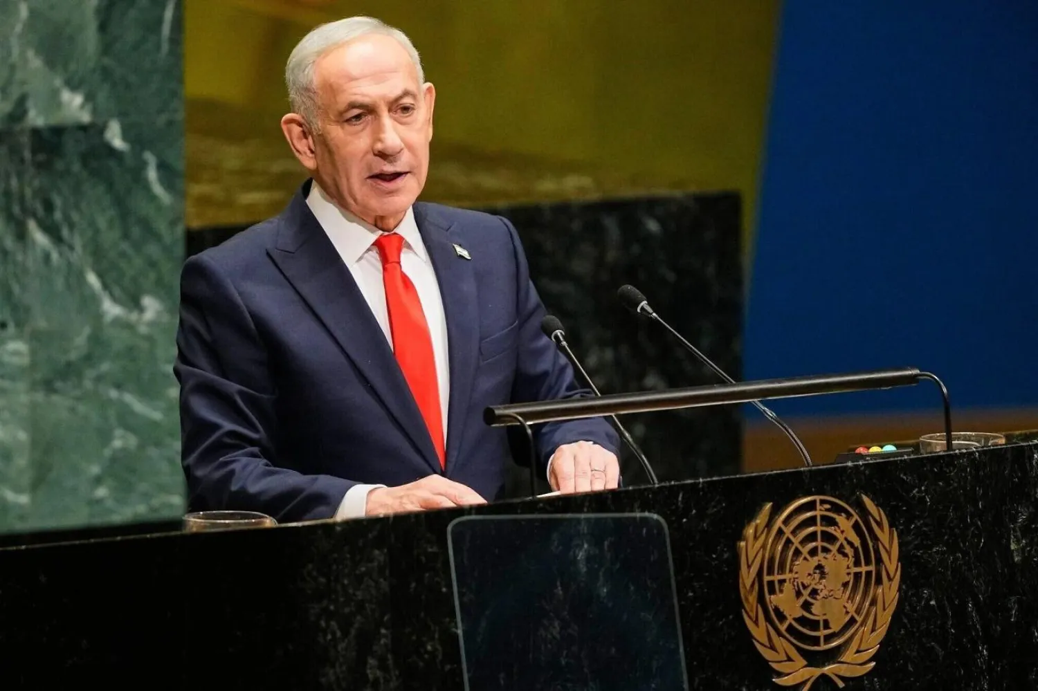 Netanyahu'nun BM Genel Kurulu'nda geçen ay yaptığı konuşma sırasında birçok kişi tepki olarak salonu terk etmişti (AP)