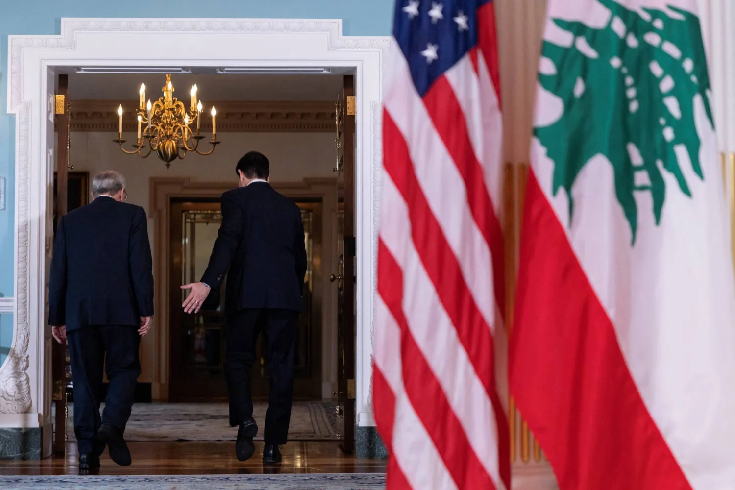 وزير الخارجية الأميركية ماركو روبيو يستقبل رئيس الحكومة اللبنانية نواف سلام في «الخارجية» الأميركية (رويترز)