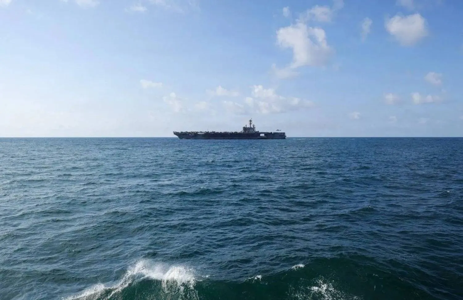 The US aircraft carrier USS George H.W. Bush sails in the Arabian Sea (CENTCOM)