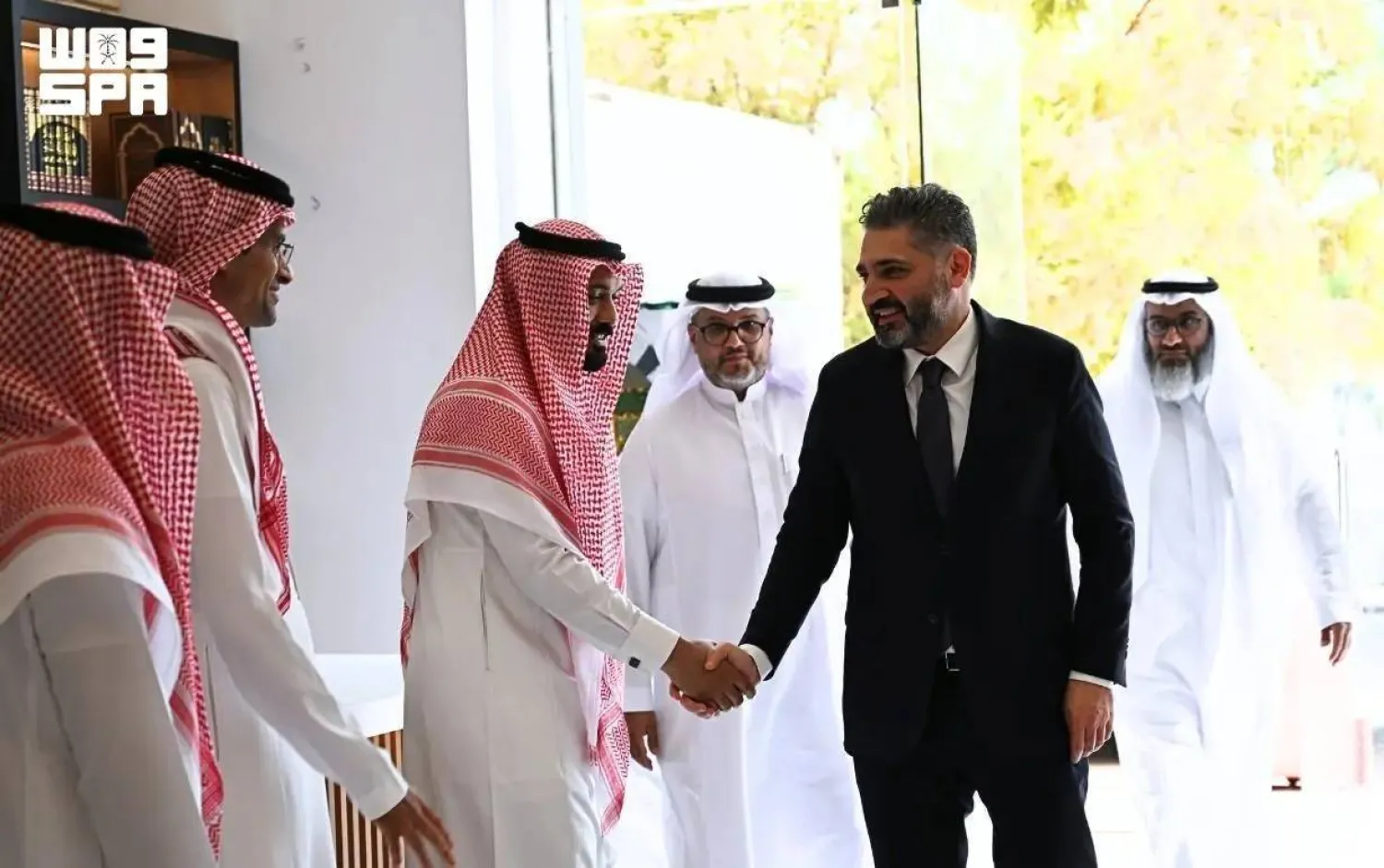 Syrian Minister of Culture Mohammed Yassin Saleh at the Madinah Research and Studies Center. (SPA)