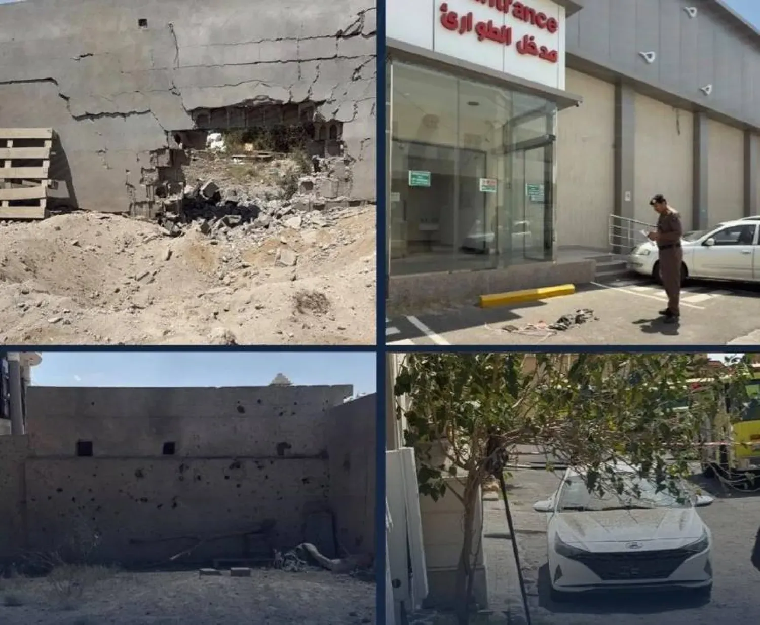 Hamis Muşayt’ta bir balistik füzenin parçalarının yerleşim bölgelerine düşmesi sonucu binalar ve araçlarda maddi hasar meydana geldi. (Sivil Savunma)