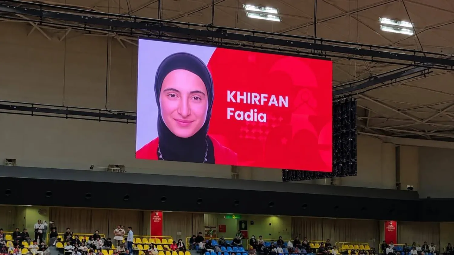 الأردنية فادية خرفان لحظة إعلان فوزها بذهبية التايكوندو لوزن أقل من 57 كلغ (آسياد 2026)