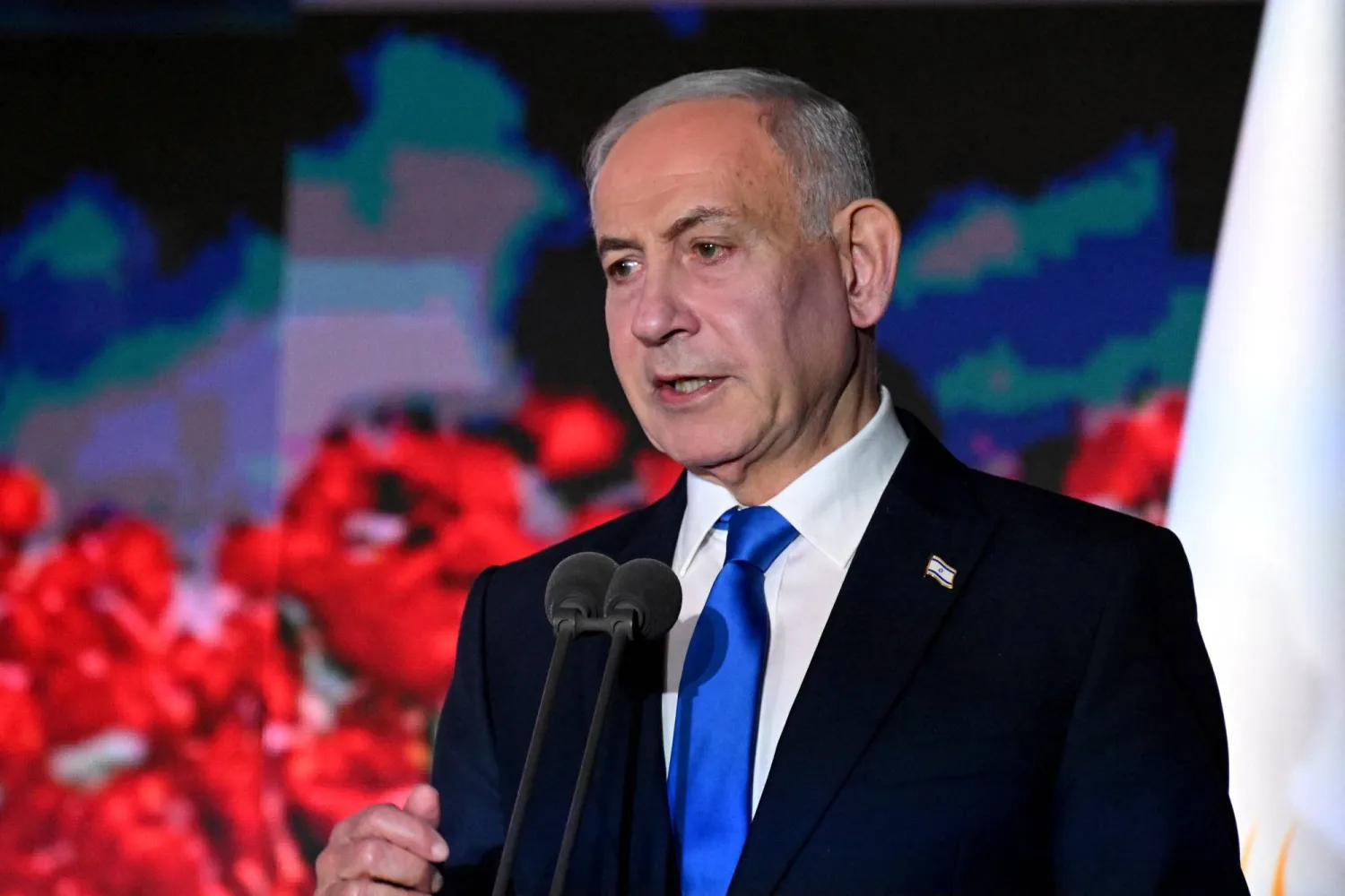 Israeli Prime Minister Benjamin Netanyahu speaks at the State Memorial Ceremony for the three year anniversary of the October 7, 2023, Hamas attack - REUTERS
