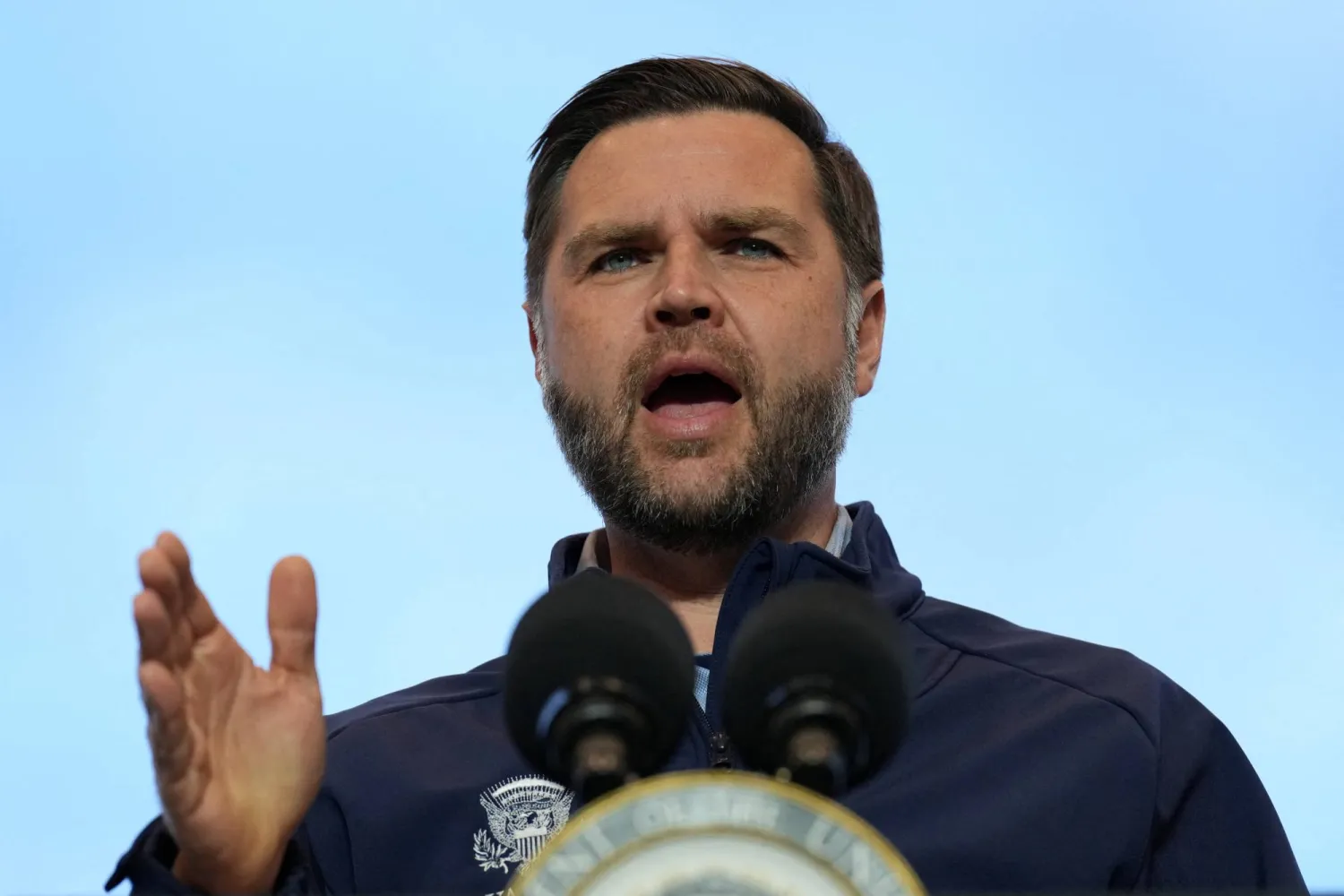 US Vice President JD Vance speaks at a campaign rally at Fairbanks International Airport in Fairbanks, Alaska, US, October 5, 2026. (Jacquelyn Martin/Pool via Reuters)