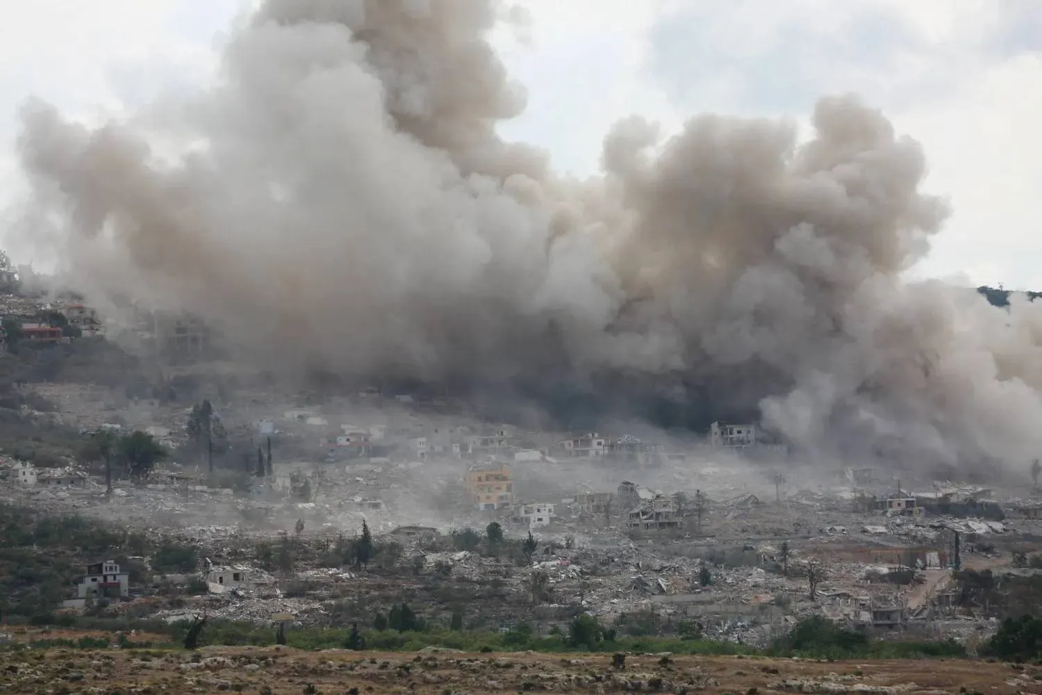 Smoke rises from Mansouri in southern Lebanon after Israeli detonations on Sept. 28. (Reuters)
