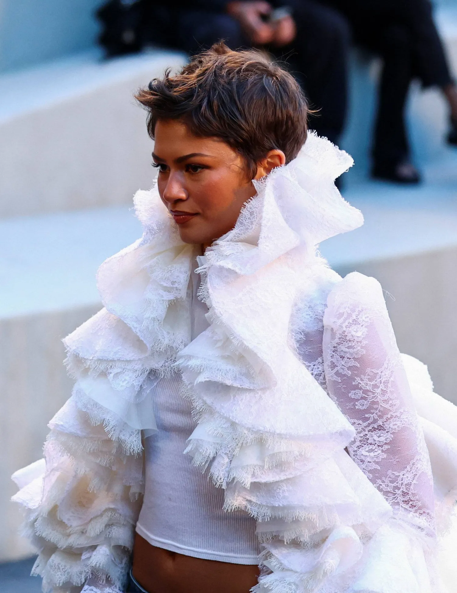 Zendaya attends the Nicolas Ghesquiere's Spring/Summer 2027 collection show for fashion house Louis Vuitton during Paris Fashion Week in Paris, France, October 6, 2026. REUTERS/Sarah Meyssonnier