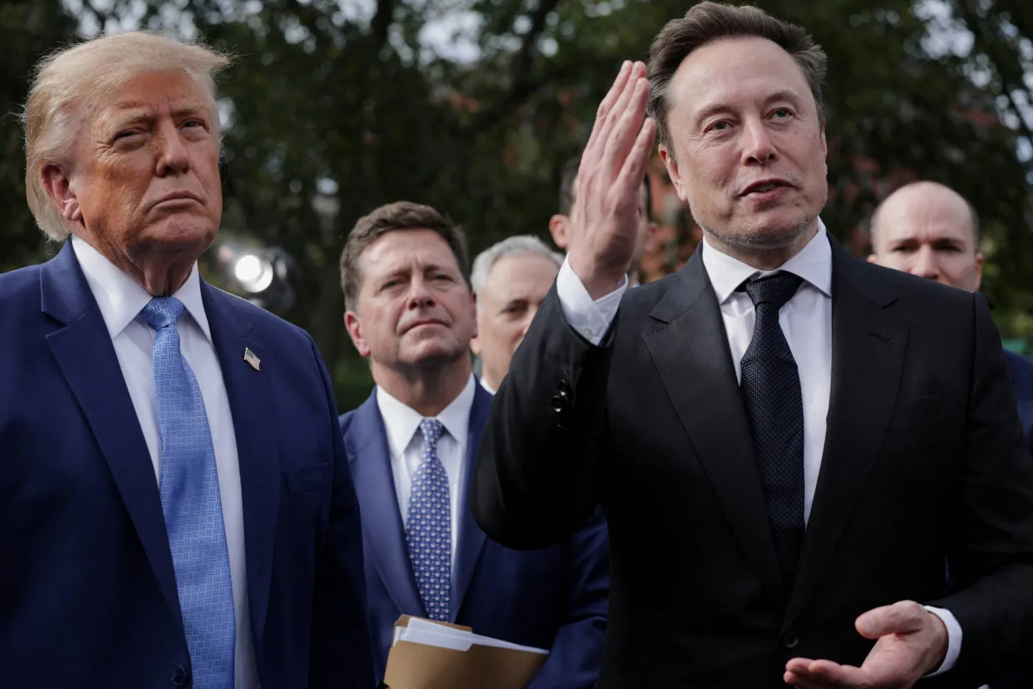 US President Donald Trump and SpacexAI Founder and CEO Elon Musk speak to the media at the White House driveway following a luncheon for tech leaders in the East Room, in Washington, DC, US, September 29, 2026. (Reuters) 