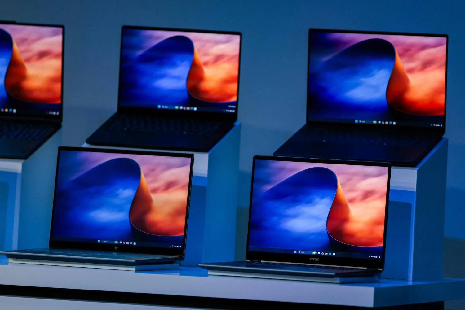 Windows laptops powered by Nvidia's RTX Spark chips are displayed at a Windows event on October 07, 2026 at Dogpatch studios in San Francisco, California. (Getty Images/AFP)