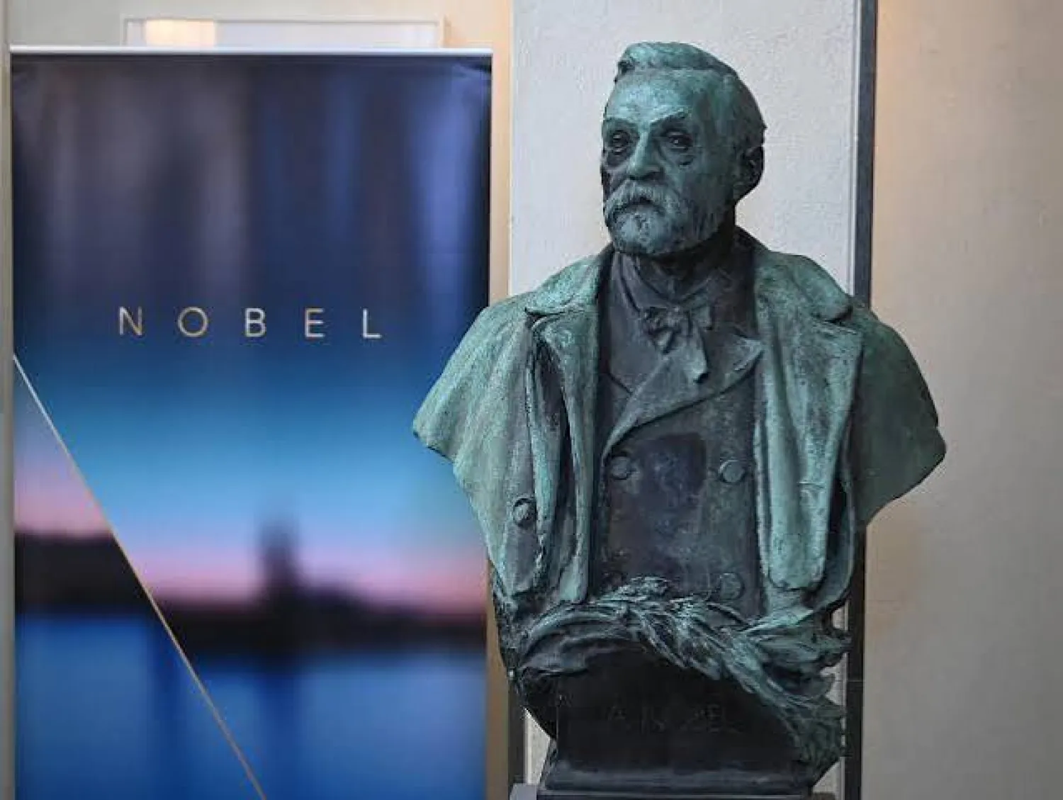 A statue of Alfred Nobel in Stockholm, Sweden, on October 5, 2026. Jonathan Nackstrand / AFP