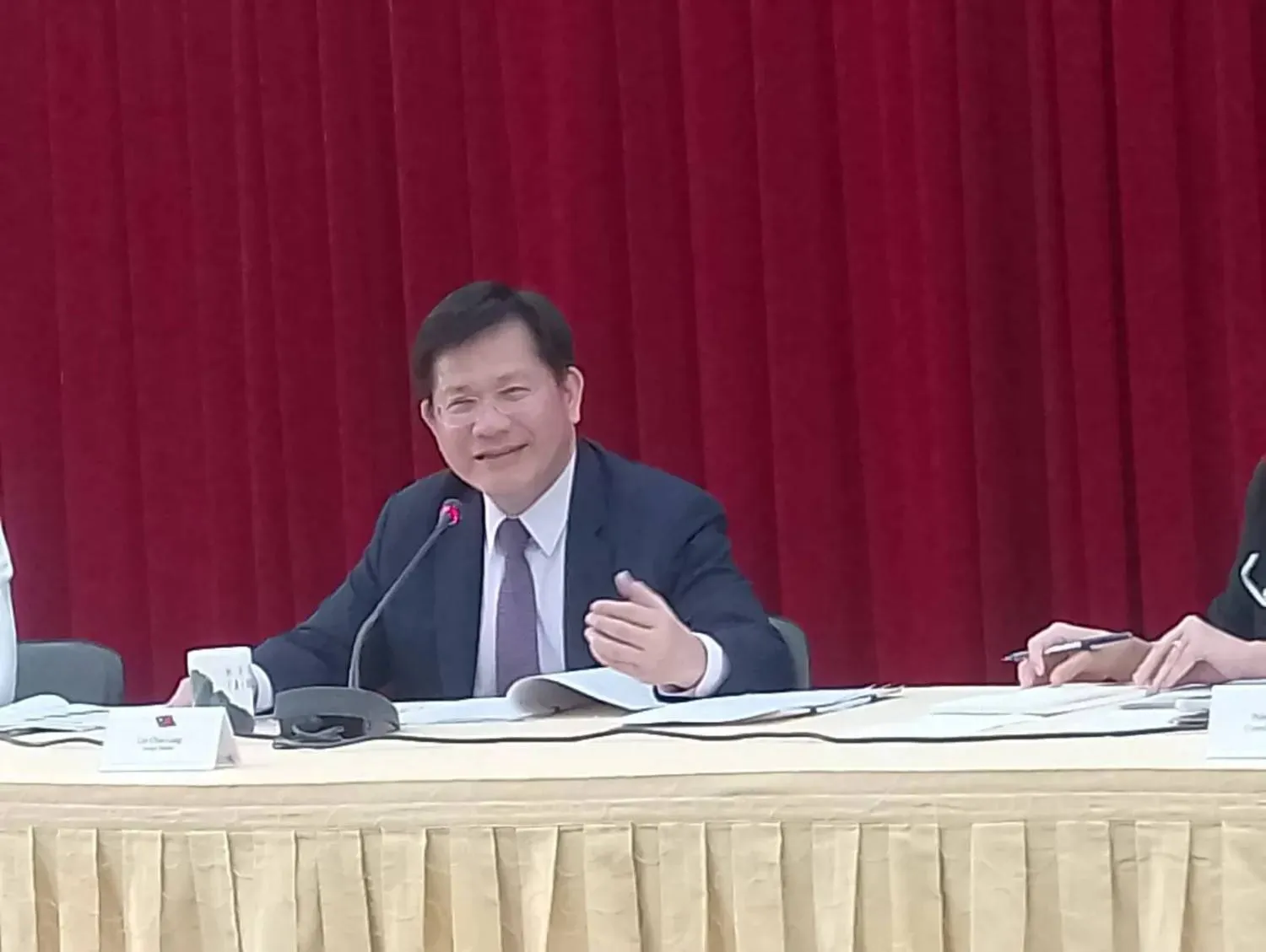 Taiwanese Minister of Foreign Affairs Lin Chia-lung (X)