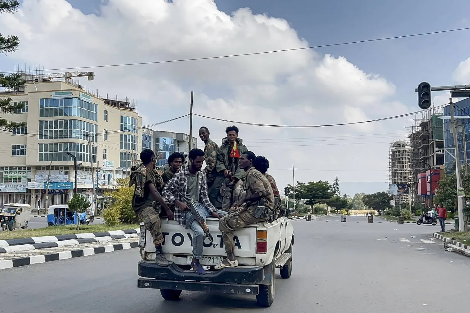 Members of the pro-Ethiopian government 'Tigray Peace Force' on patrol in the streets of Mekelle, the regional capital (AFP)