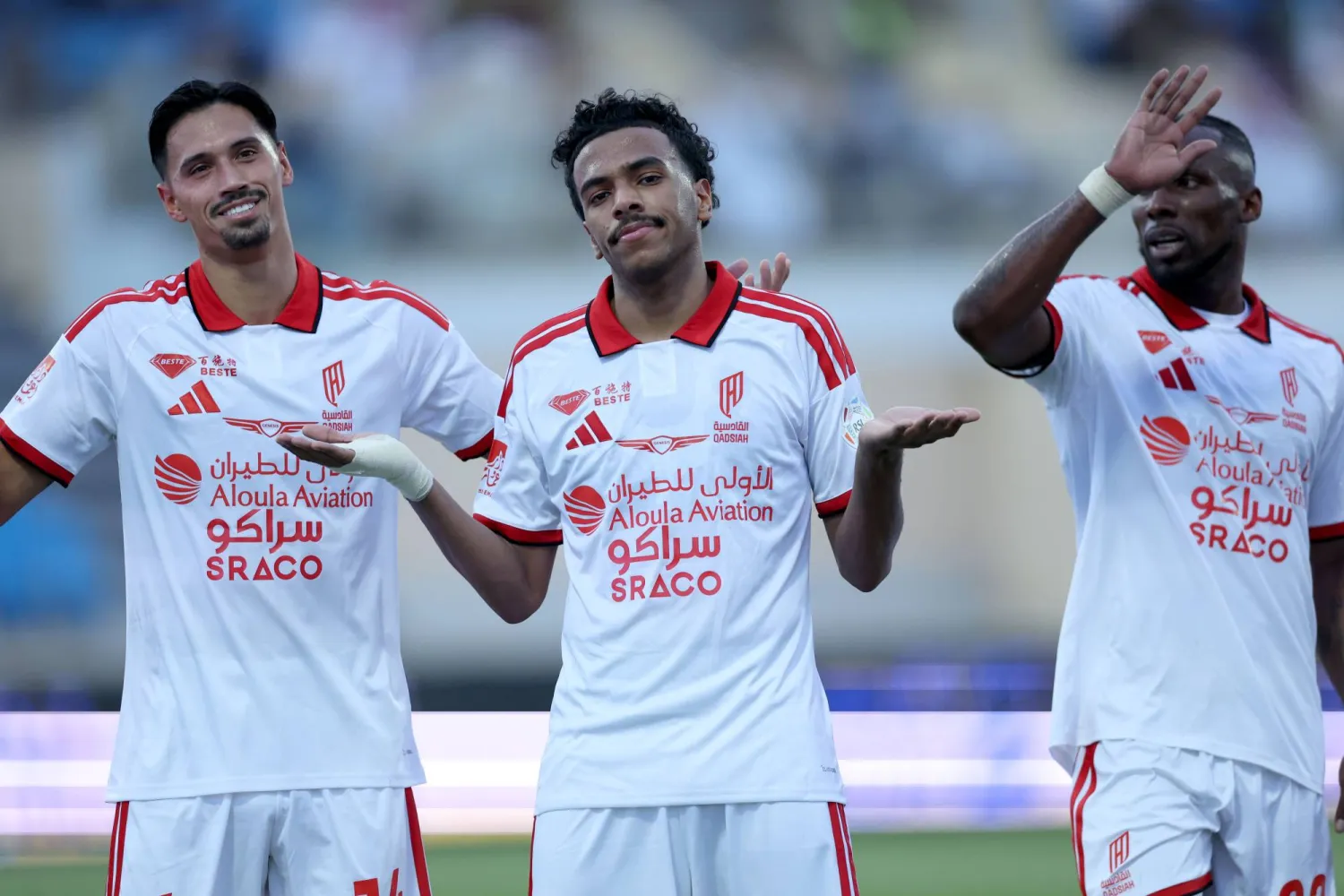 مصعب الجوير محتفلاً بهدفه في الخلود (تصوير: مشعل القدير)