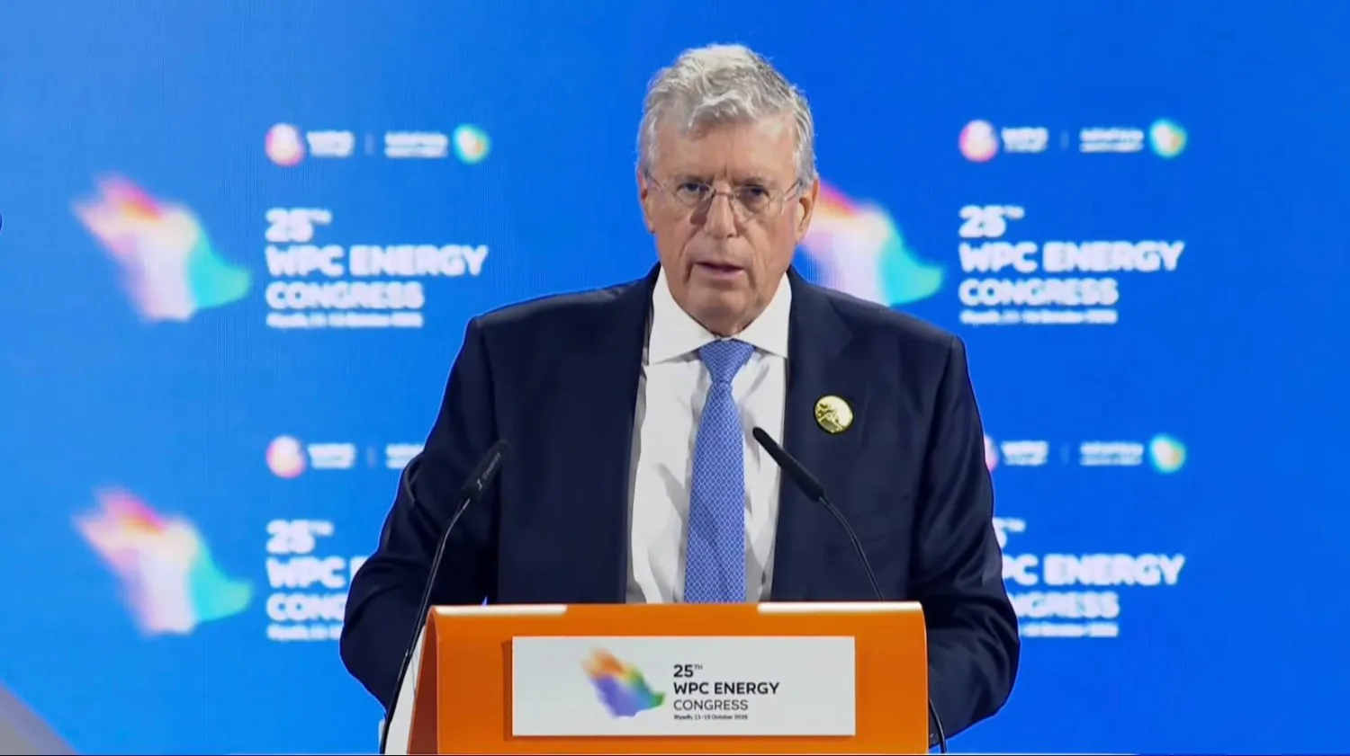 Pedro Miras addresses attendees as the 25th WPC kicks off in Riyadh (Asharq Al-Awsat)