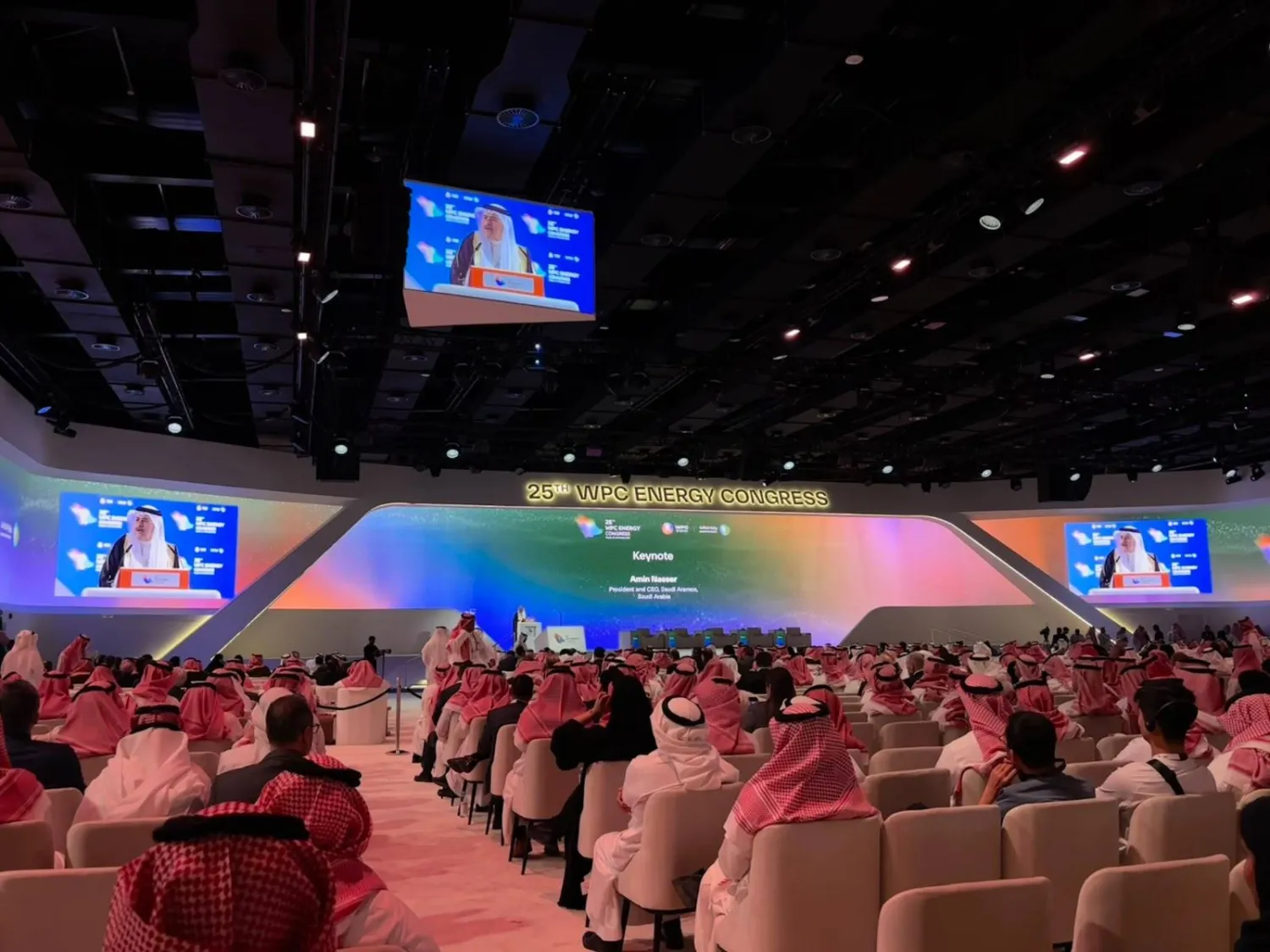Amin Nasser speaks at the 25th WPC Energy Congress in Riyadh (Asharq Al-Awsat)