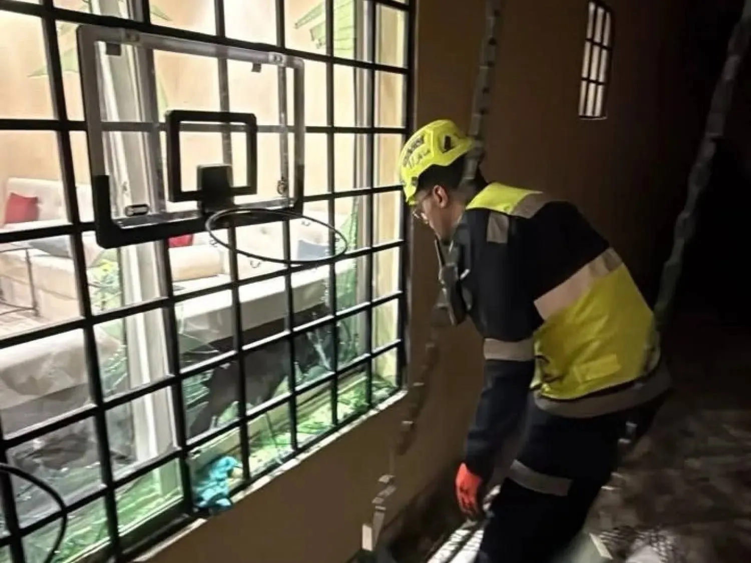 Damage to a residential home in Riyadh after debris fell from the interception of a missile on Tuesday (SPA)