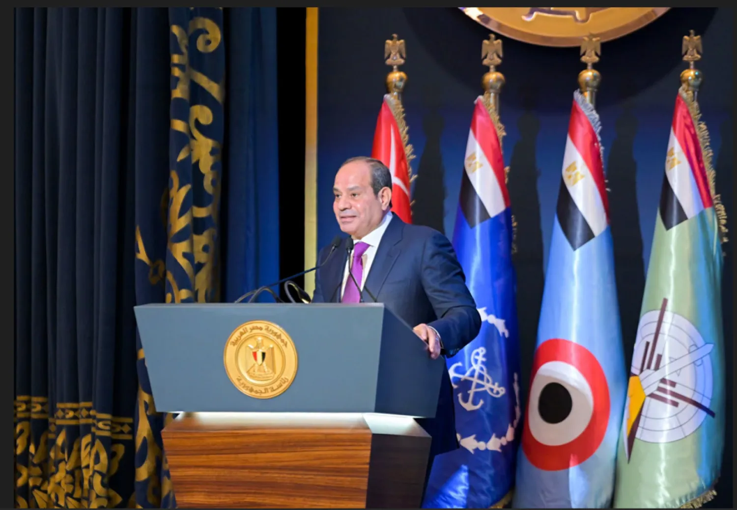الرئيس المصري عبد الفتاح السيسي خلال ندوة تثقيفية الأربعاء في ذكرى انتصارات أكتوبر (الرئاسة المصرية)
