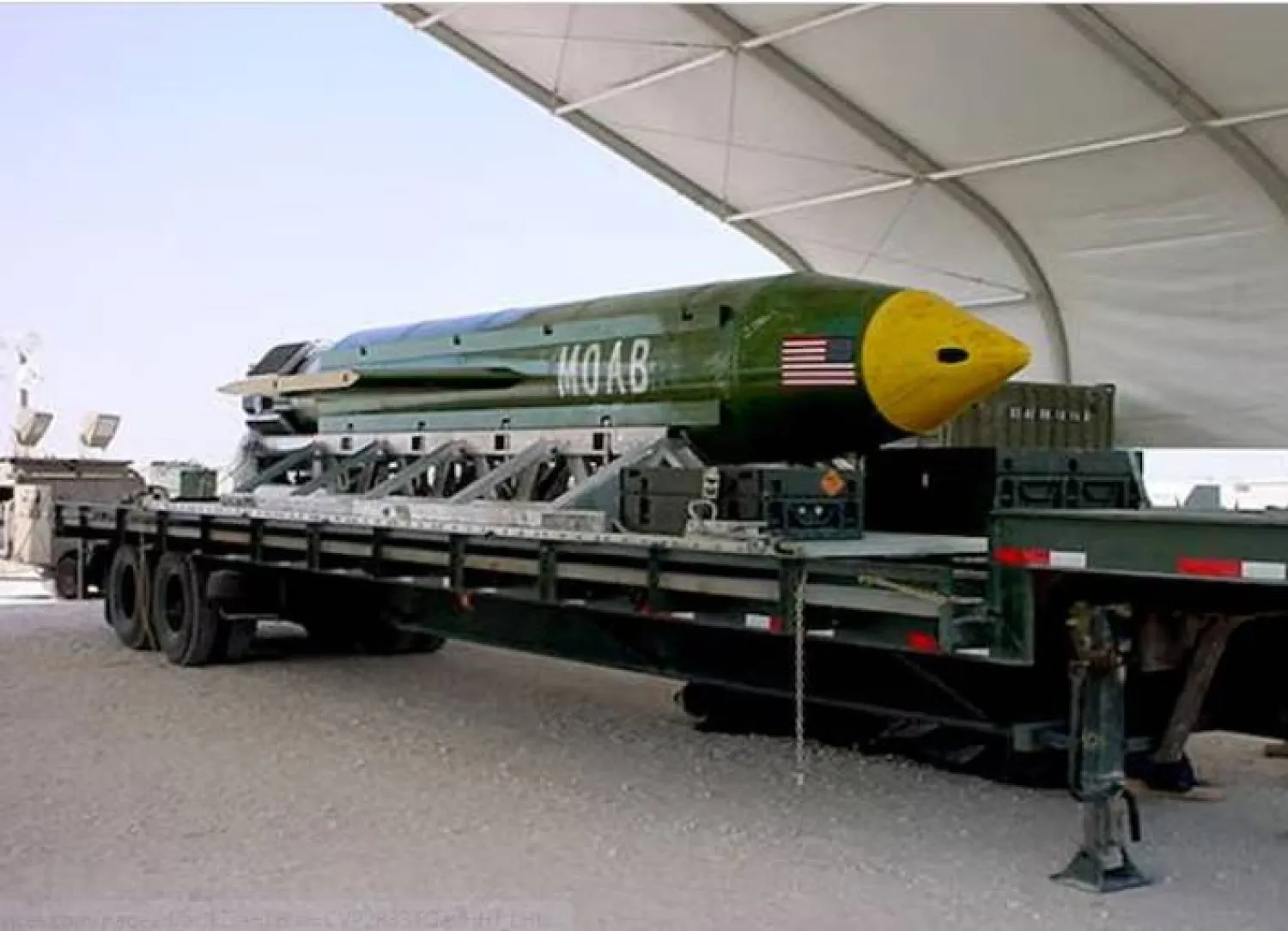 An undated handout photo of the “Mother of All Bombs” at Eglin Air Force Base in Florida, US (Reuters)