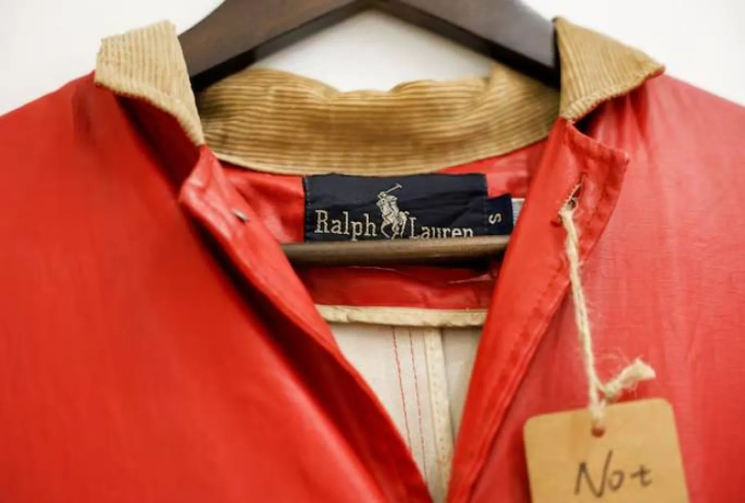 A Polo Ralph Lauren vintage logo on a jacket tag at Neng Vintage, a store specializing in Polo Ralph Lauren vintage clothing in Shanghai, China, June 23, 2026. REUTERS/Go Nakamura