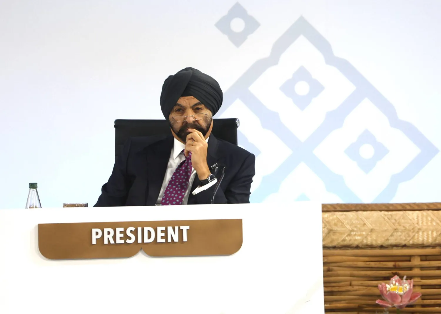 World Bank Group President Ajay Banga gestures during the Annual Meetings Plenary at the 2026 Annual Meetings of the IMF and the World Bank Group in Bangkok, Thailand, 16 October 2026. EPA/RUNGROJ YONGRIT