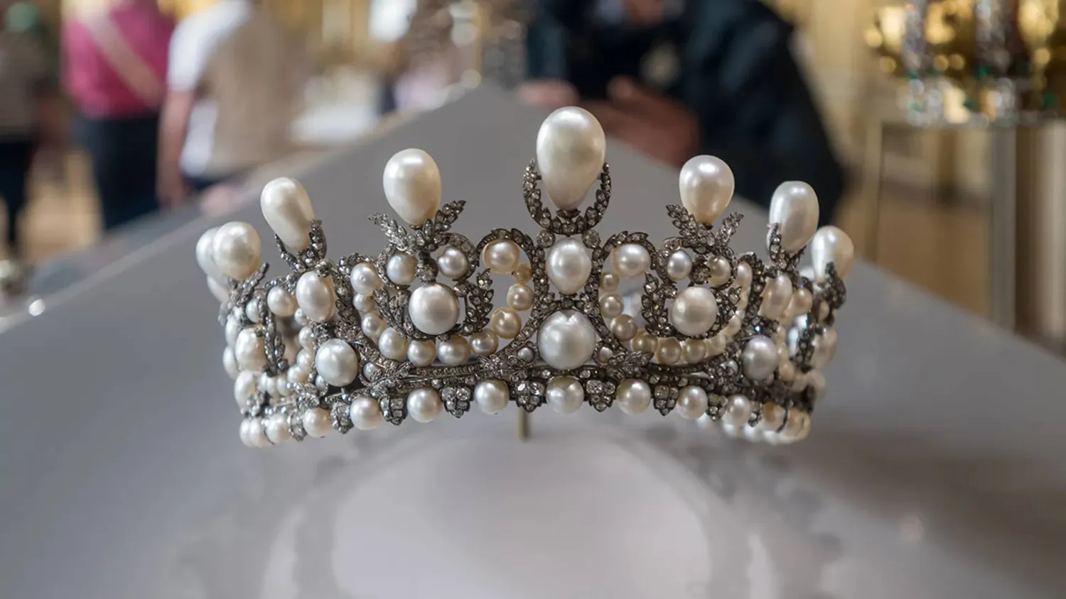 The Empress Eugénie's crown is exhibited at the Louvre Museum on April 27, 2025, in Paris, France. (AP) 