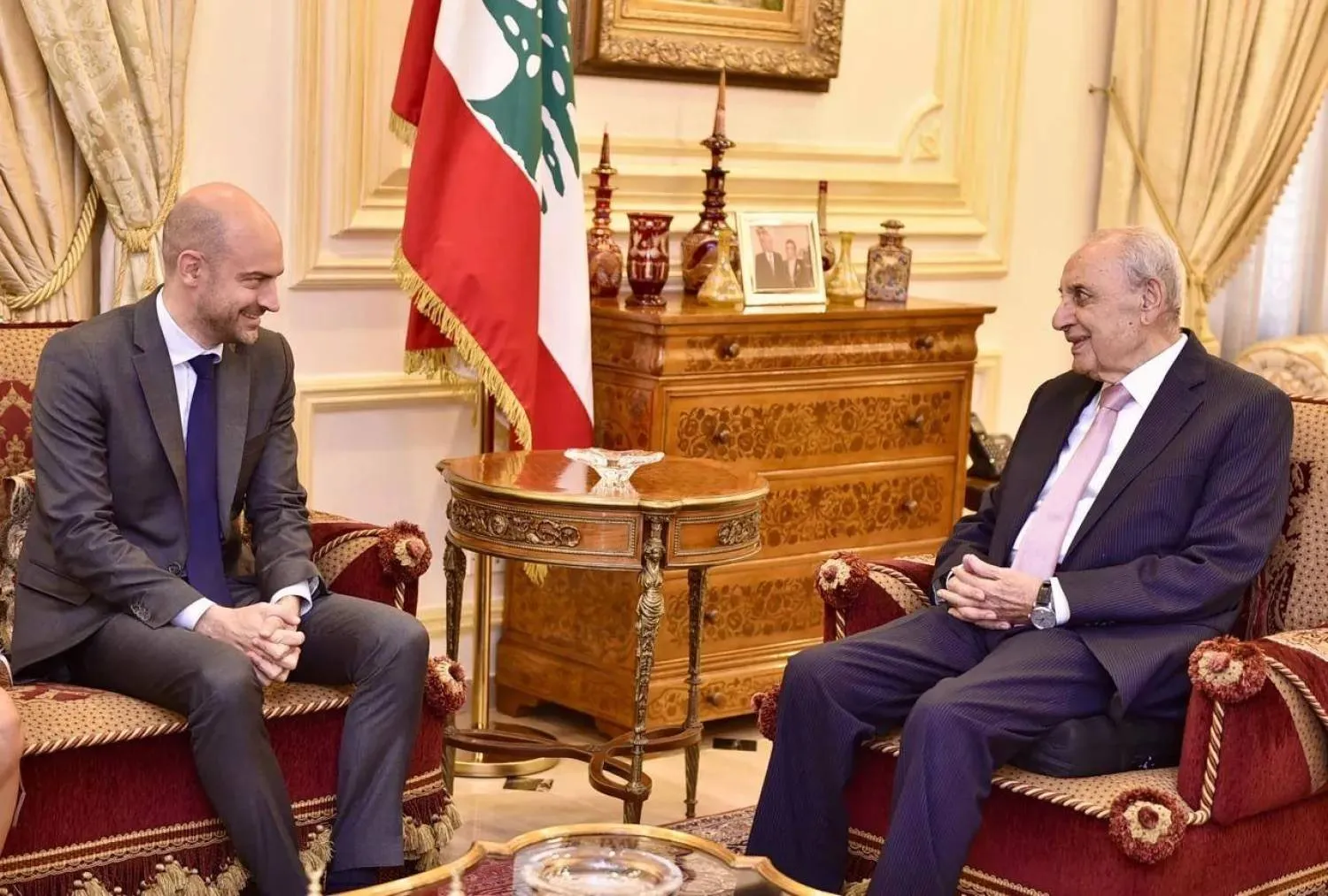 Lebanese Parliament Speaker Nabih Berri meets French Foreign Minister Jean-Noel Barrot (Lebanese Parliament Speaker’s Office). 