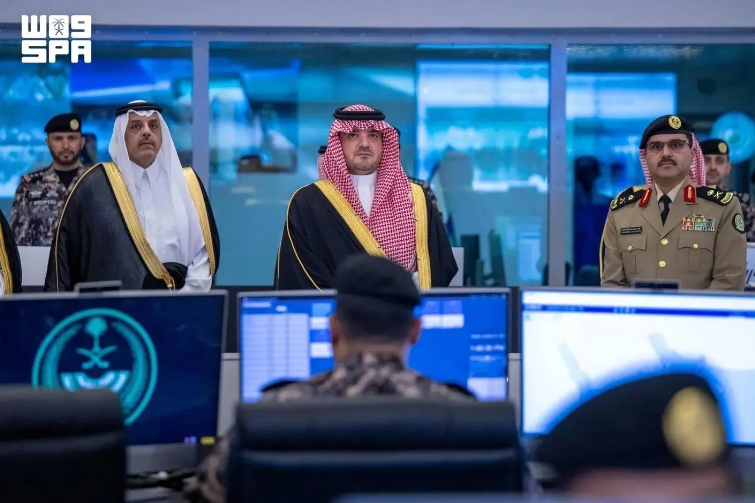 Saudi Minister of Interior Prince Abdulaziz bin Saud bin Naif bin Abdulaziz at the Facilities Security Forces Command in Riyadh on Tuesday. (SPA)