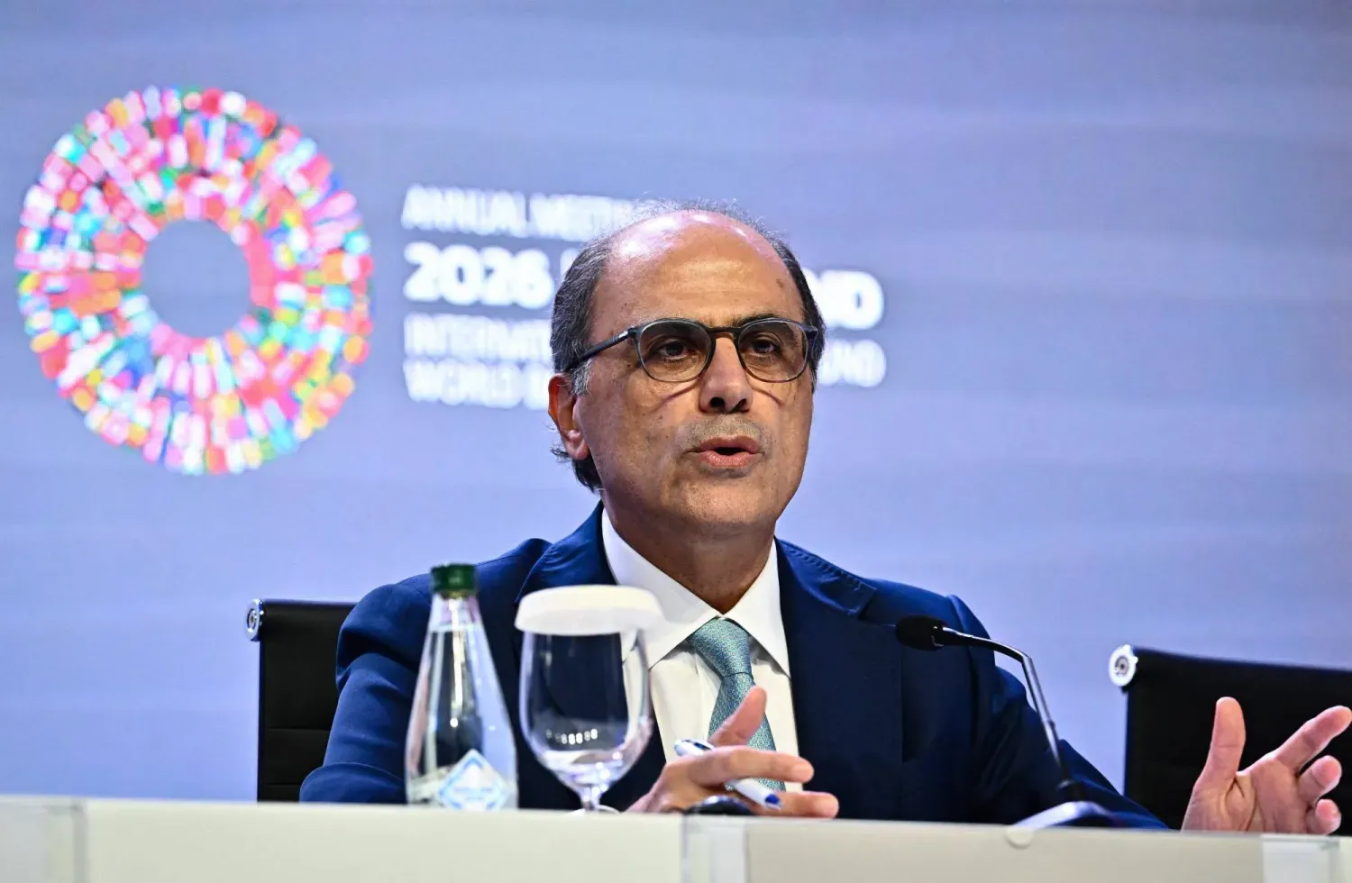 IMF Ortadoğu ve Orta Asya Departmanı Direktörü Cihad Azur, geçtiğimiz hafta Bangkok’ta düzenlenen IMF ve Dünya Bankası yıllık toplantılarında konuşma yaptı. (AFP)
