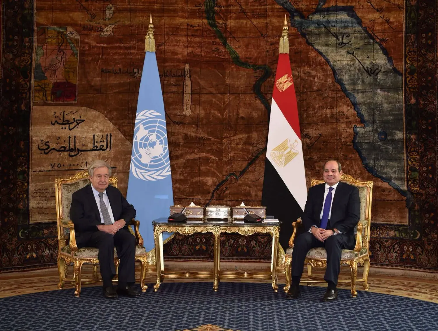 الرئيس المصري عبد الفتاح السيسي يستقبل الأمين العام للأمم المتحدة بالقاهرة (الرئاسة المصرية)