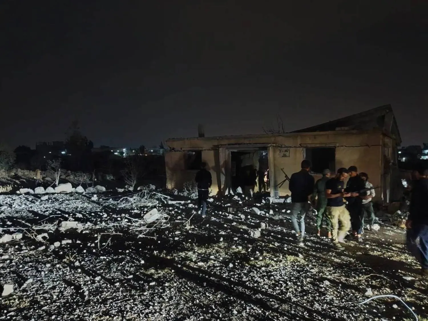 Destruction is seen at the site of the Jordanian strike on Daraa, Syria.