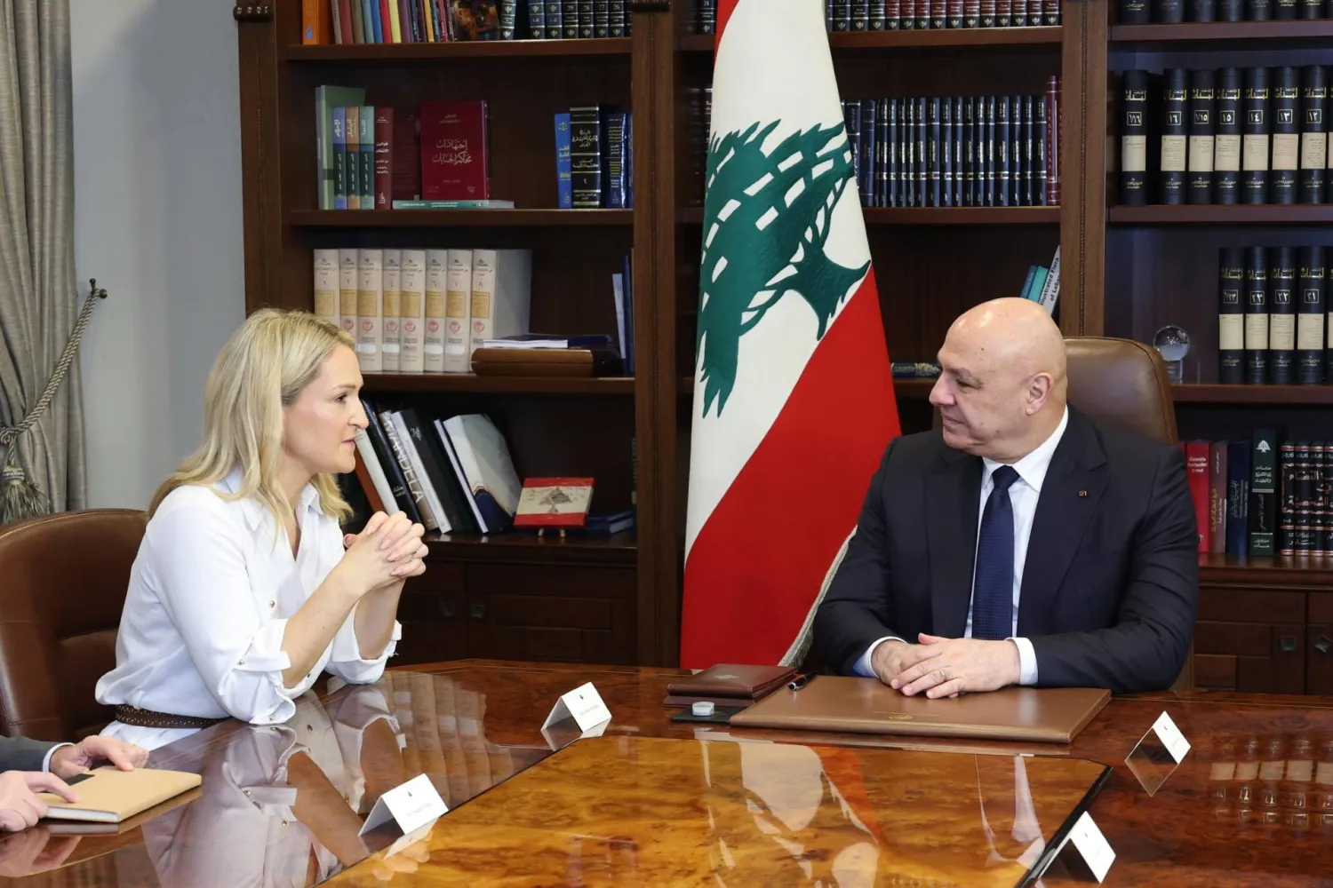 عون مستقبلاً وزيرة الخارجية والدفاع الآيرلندية هيلين ماكنتي (الرئاسة اللبنانية)