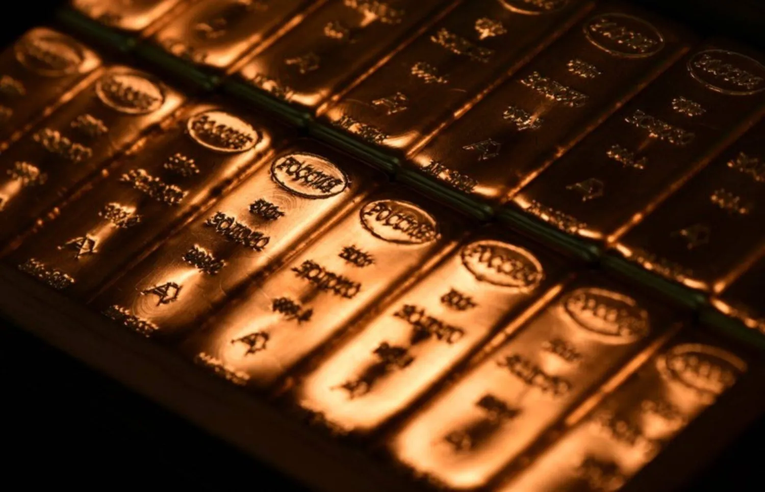 Ingots of 99.99 percent pure gold are placed in a workroom at the Novosibirsk precious metals refining and manufacturing plant in the Siberian city of Novosibirsk, Russia, September 15, 2023. (Reuters)