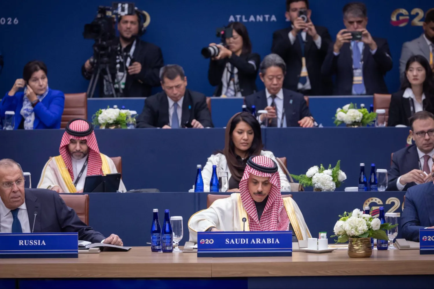 الأمير فيصل بن فرحان لدى مشاركته في أول اجتماعات وزراء خارجية مجموعة العشرين (الخارجية السعودية)