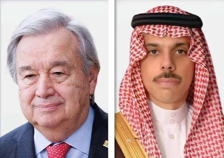 فيصل بن فرحان وغوتيريش يناقشان المستجدات ومسارات التعاون
