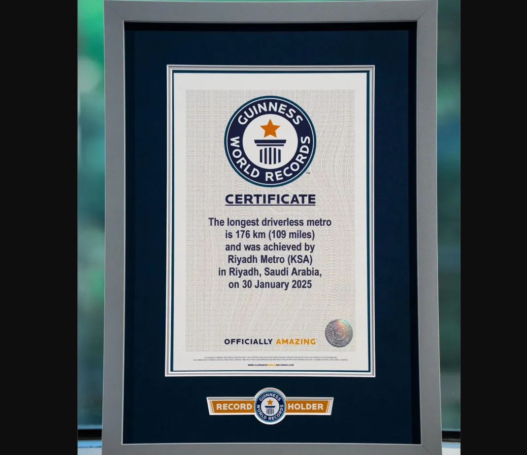 Riyadh Metro Breaks Guinness World Record as Longest Fully Driverless Train Network