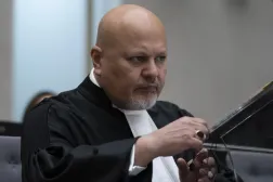 FILE - Public Prosecutor Karim Khan prepares for a trial at the International Criminal Court in The Hague, Netherlands, Sept. 26, 2022. (AP)