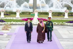 Saudi Crown Prince Mohammed bin Salman meets with Britain's Prime Minister Keir Starmer at the Royal Court in Riyadh, Saudi Arabia, December 9, 2024. Saudi Press Agency/Handout via REUTERS 